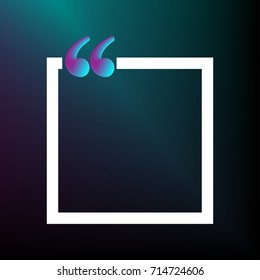 Abstract empty speech square quote text bubble. EPS10 vector illustration for web and mobile app, social media, web, banner, poster. Quote template design on gradient blue background.