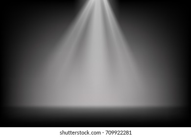 abstract of empty stage with spotlights or Several bright projectors for scene lighting effects . can be used for display or montage your products