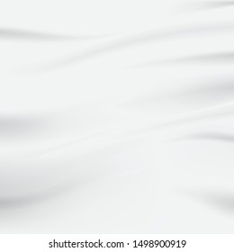 Abstract empty white cloth or fabric wave texture wall background, Vector illustration