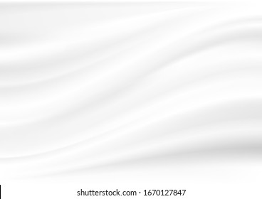 Abstract empty white cloth or fabric wave texture wall background, Vector illustration