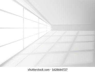 Abstract Empty White Room Interior With Light Beam On Floor. EPS10 Vector