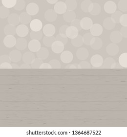 Abstract empty wooden table with bokeh background, for web and print decoration