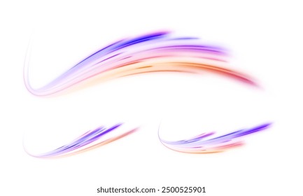 Abstract energy in the form of stripe, arc, curl and zigzag in neon colors with light effect. Bright sparkling background PNG.	