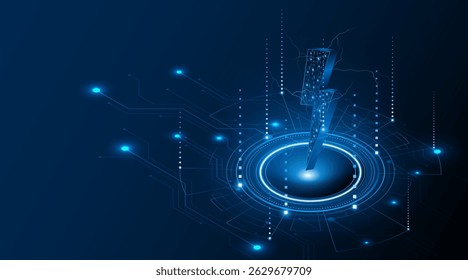 Abstract energy or lightning symbol. Innovative concept of technology circuit boards related to electric power or renewable energy. vector illustration	