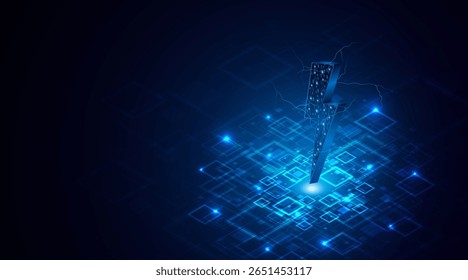 Abstract energy or lightning symbol. Innovative concept of technology circuit boards related to electric power or renewable energy. vector illustration	