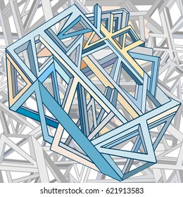Abstract engineering and futuristic technology background with geometric elements creating wire frame illustrating future engineering, mathematics and construction.  Hand drawn seamless pattern. 