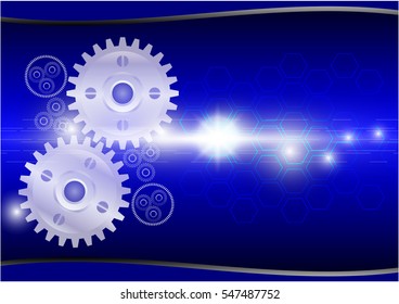 Abstract engineering gray gear technology blue background vector