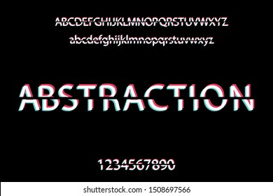 An abstract English alphabet with uppercase and lowercase letters, as well as numbers. All letters and numbers are grouped. Vector