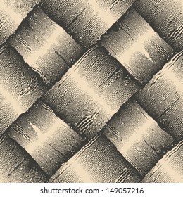 Abstract engraving aged rough basket texture. Seamless pattern. Vector.