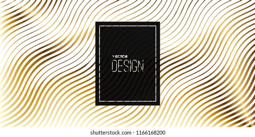 Abstract engraving golden texture. Wavy etching background. Vector illustration. Invitation or cover design template