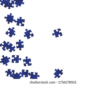 Abstract enigma jigsaw puzzle dark blue pieces vector background. Group of puzzle pieces isolated on white. Challenge abstract concept. Connection elements.