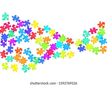 Abstract enigma jigsaw puzzle rainbow colors pieces vector background. Group of puzzle pieces isolated on white. Strategy abstract concept. Jigsaw gradient plugins.