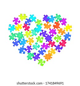 Abstract enigma jigsaw puzzle rainbow colors parts vector illustration  Top view puzzle pieces isolated white  Problem solving abstract concept  Jigsaw match elements 