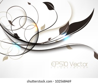 abstract entangled vintage leaf and stem foliage elements illustration. eps10 vector format