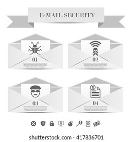 Abstract envelope set e-mail security concept. Email protection from spam