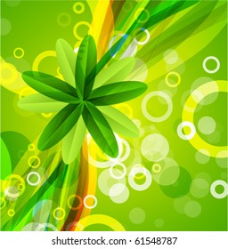 Abstract environmental vector composition. Green flower