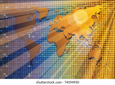 Abstract eps10 background with world map