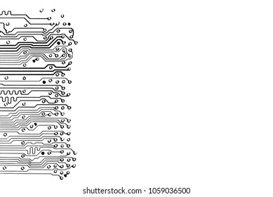 Abstract EPS10 vector background with high tech circuit board. Microchip background. Frame with motherboard pattern at the side and copy space.
