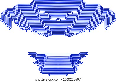 Abstract EPS10 vector background with high tech circuit board. Microchip background with two horizontal simmetrical motherboard pattern elements frame and copy space for your text.