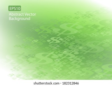 Abstract EPS10 Vector Flowing or Moving Dollar Symbol Green Background. Perfect for all Financial Communications.