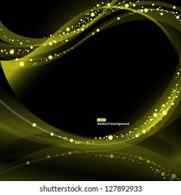 Abstract EPS10 vector olive glowing waves on the dark background