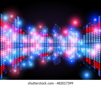 Abstract equalizer with 3d perspective effect , night music club life vector concept