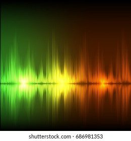 Abstract equalizer background. Green-orange wave. EPS10 vector.