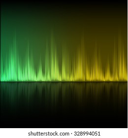 Abstract equalizer background. Green-yellow wave. EPS10 vector.