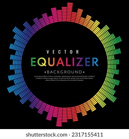 Resumen del fondo de la plantilla de círculo del ecualizador. La música y el concepto de fiesta. Estilo de diseño plano vectorial gráfico.