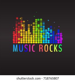 Abstract equalizer colorful elements on dark background. Vector illustration for your graphic design.