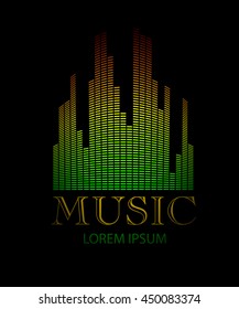Abstract Equalizer Icon. Music. Sound Wave. DJ. Audio System Store Logo Sign Concept. Vector Illustration.