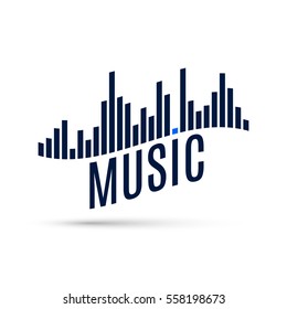 Abstract Equalizer Icon Music Sound Wave with Shadow
