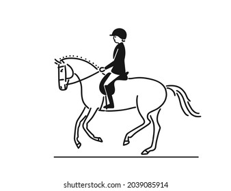 Abstract equestrian rider and horse, vector minimalist design for wall art, print, card, poster