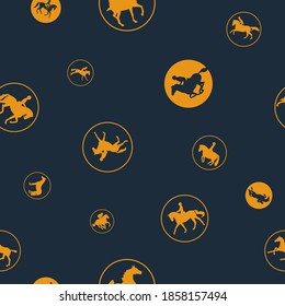 Abstract equestrian sport seamless pattern with horses
