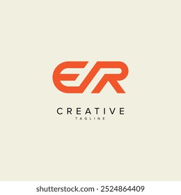 Abstrato ER RE Carta Moderna Estilo Monograma Design de logotipo. Modelo de vetor inicial.