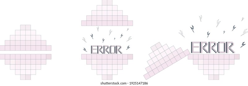 Abstract Error with lightning in box. Error message design. Cute soft error in secret box [vector]