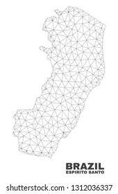 Abstract Espirito Santo State map isolated on a white background. Triangular mesh model in black color of Espirito Santo State map. Polygonal geographic scheme designed for political illustrations.