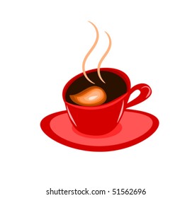 Abstract espresso coffee vector illustration in red cup