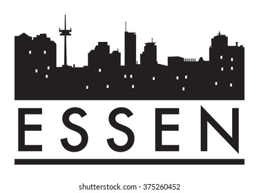 Abstract Essen, skyline, with various landmarks, vector illustration