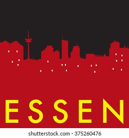 Abstract Essen, skyline, with various landmarks, vector illustration