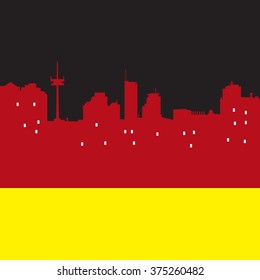 Abstract Essen, skyline, with various landmarks, vector illustration