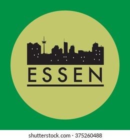 Abstract Essen, skyline, with various landmarks, vector illustration