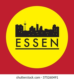 Abstract Essen, skyline, with various landmarks, vector illustration