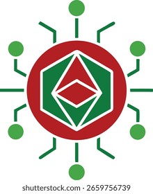 Abstract ethereum cryptocurrency ai brain circuitry icon design on white