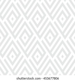 Abstract ethic geometric pattern with maze, diagonal stripes and lines in silver white. Op art seamless geometric background. Simple tribal bold print with art deco motif for wedding invitations