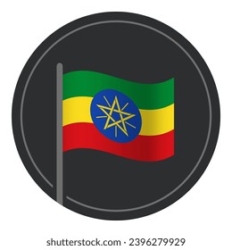 Abstract Ethiopia Flag Flat Icon in Circle Isolated on White Background