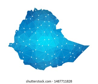 Abstract Ethiopia Map geometric rumpled triangular low poly style gradient graphic on white background , line dots polygonal design for your . Vector illustration eps 10