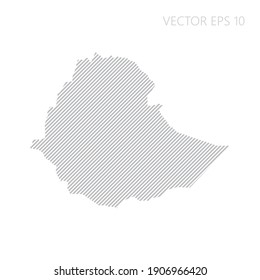 Resumen mapa de Etiopía con líneas diagonales grises. Mapa de franjas etíopes. Ilustración del vector EPS10.