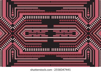 Abstract Ethnic Art, Geometric Design, Seamless Pattern, Fabric Pattern, Clothing, Fabric, Pattern, Cover, Carpet Design, Print, Wallpaper, Pattern on Product Surface.