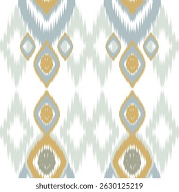 Abstract ethnic art ikat seamless pattern Seamless Ikat textile pattern in soft beige, hands drawn design Perfect for fabric printing, wallpaper, fashion textiles, and home decor. This vector EPS file